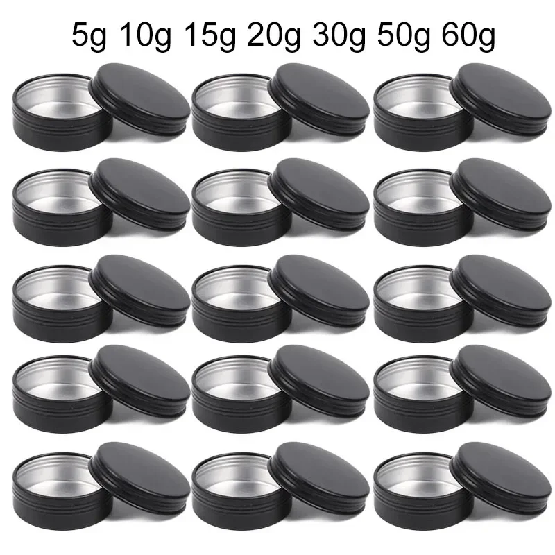 Tin Container Lid - 50 قطعة فارغة سوداء شمعة داخل