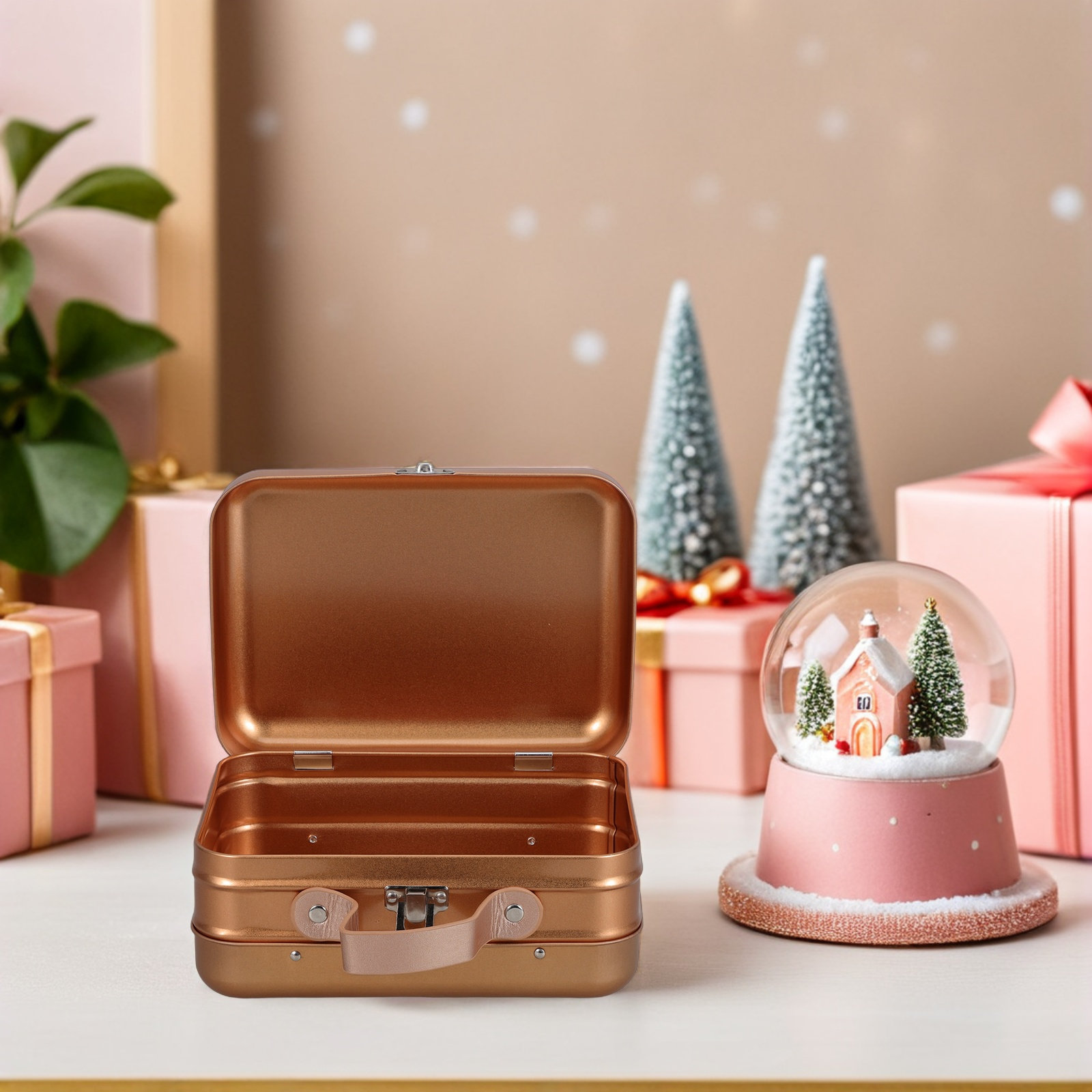 Tin Container Lid - صندوق تخزين معدني مزخرف مقاس 7.3×5.3×3.3