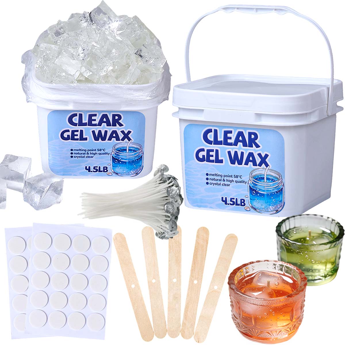 طقم شمع جيلي شفاف بوزن 4.5 رطل - مراجعة Candle Making Gel Wax وسعره